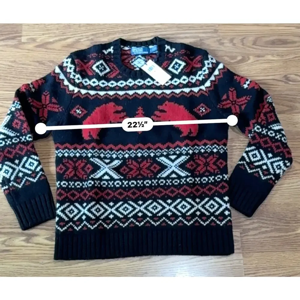 Polo Ralph Lauren  Men's Polar Bear Fair Isle Wool Sweater size M